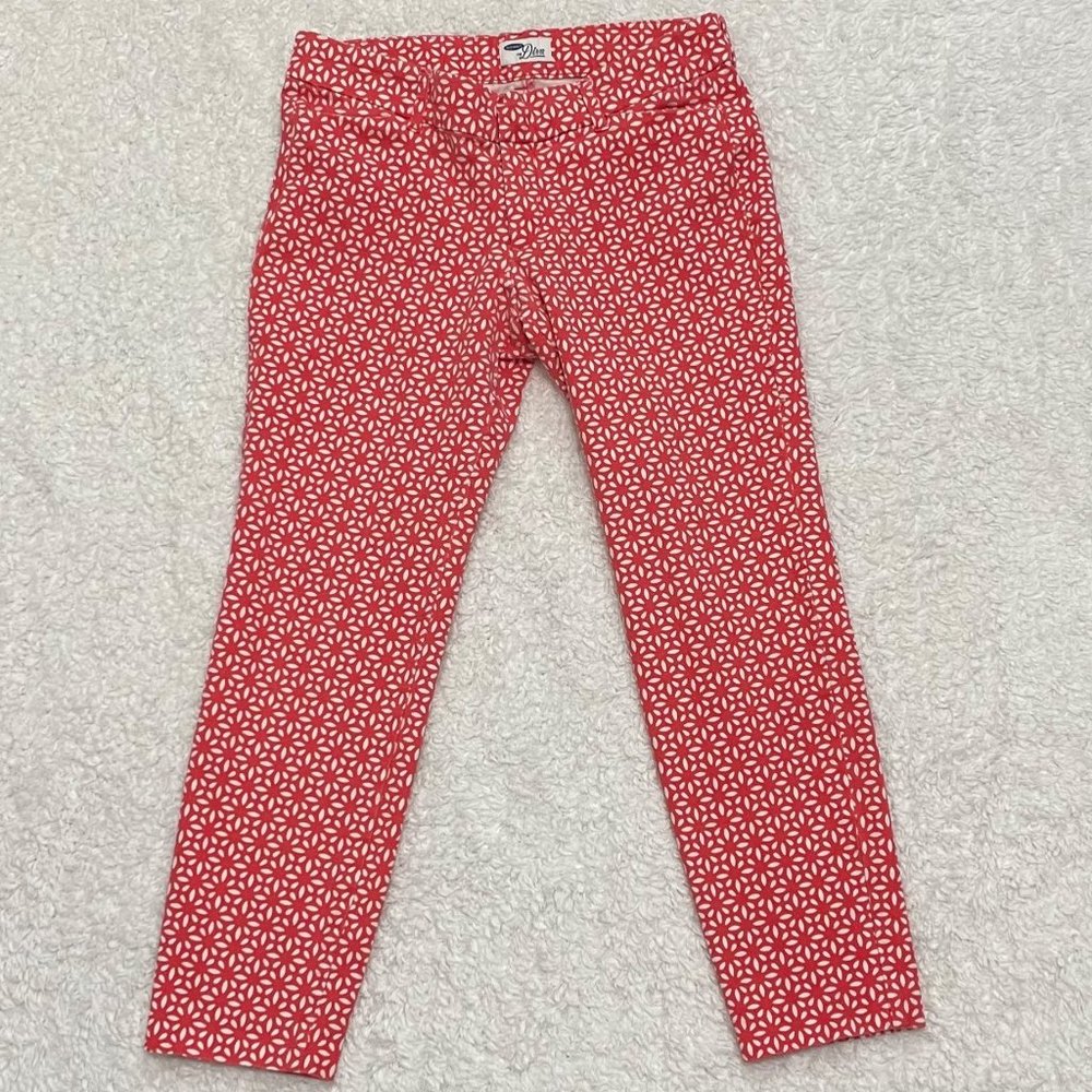 Old Navy Womens Junior Diva Jeans Orange White Floral Size 8